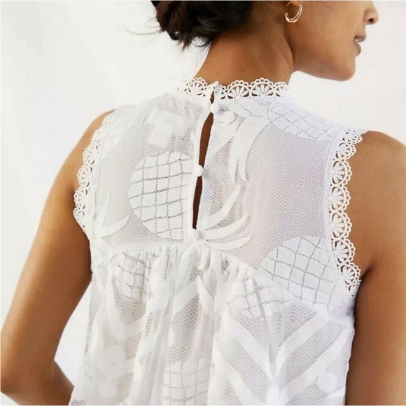 Anthropologie White Sheer Lace Blouse - Picture 2 of 5